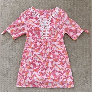 Lilly Pulitzer Women’s 8 Pink & Orange Leaf Print Lined Dress.